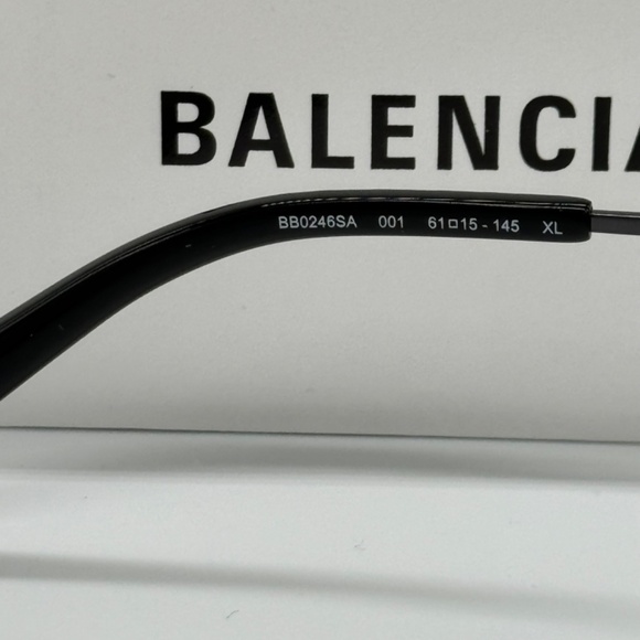 NEW BB0246SA 001 BALENCIAGA BLACK METAL UNISEX BALENCIAGA SUNGLASSES - Picture 11 of 12